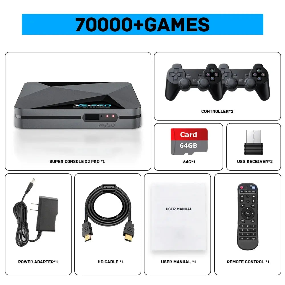 KINHANK Retro Video Game Console Super Console X2 Pro with 90000 Video Games for PS1/DC/MAME/SS with Gamepad Kid Gift Game Box TechGaming World