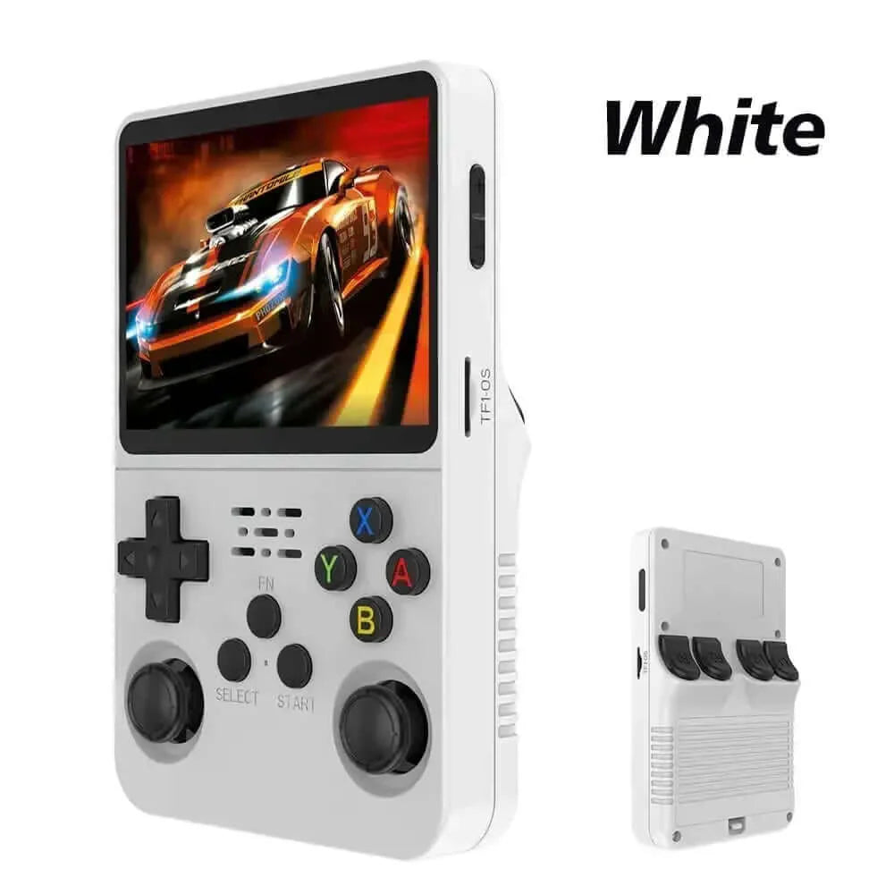 White Mini RetroBoy gaming console handheld with retro games and modern controls