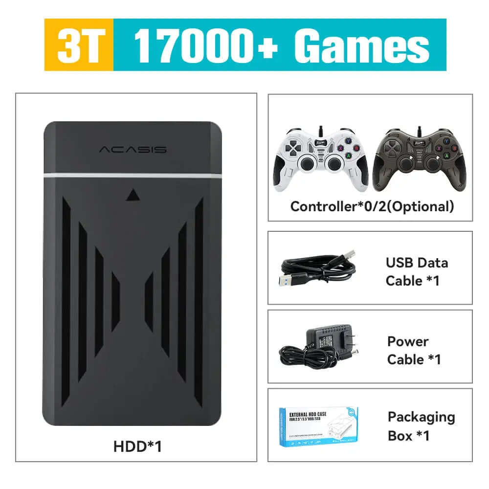 Retro Gaming Heaven Hard Drive With 1 White & 1 Black Pro Controller DUBAI