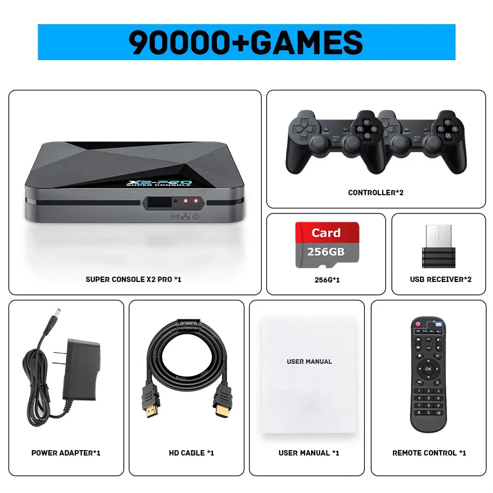 KINHANK Retro Video Game Console Super Console X2 Pro with 90000 Video Games for PS1/DC/MAME/SS with Gamepad Kid Gift Game Box TechGaming World