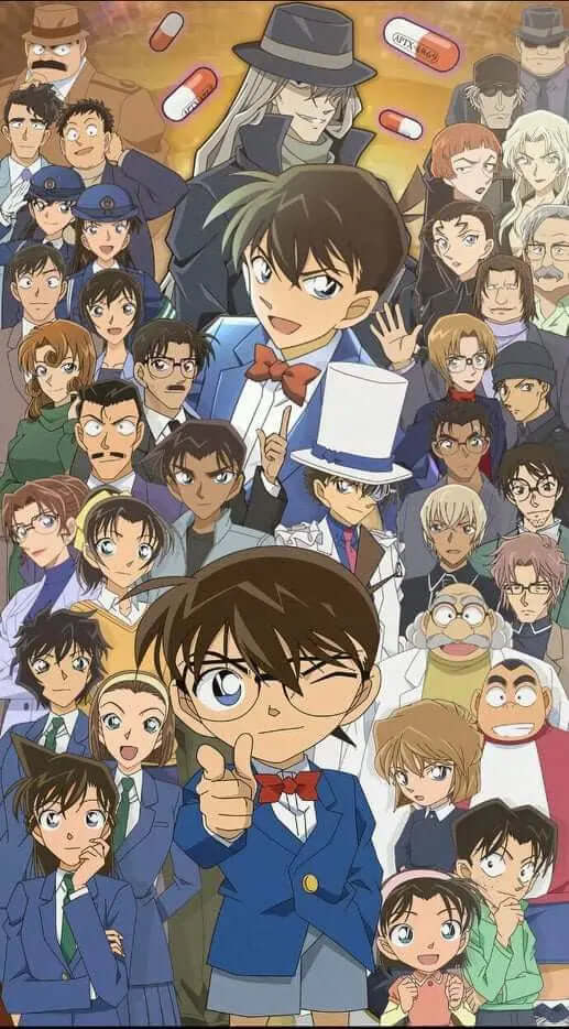 Detective Conan ultimate collection anime characters collage with Conan Edogawa in front