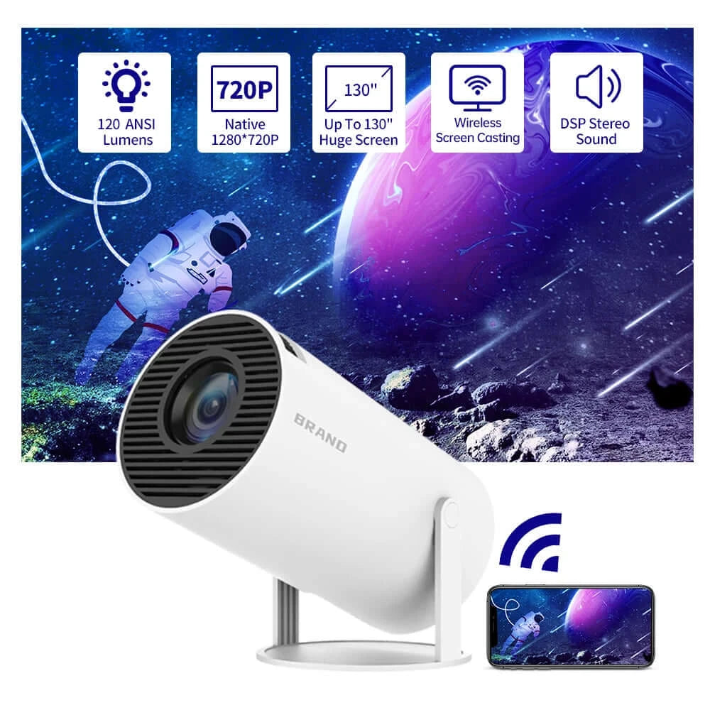 Salange Mini HY300 4K HD Android 11 Projector: Dual WIFI, BT 5.0, 200 ANSI, 1080P | $133.00