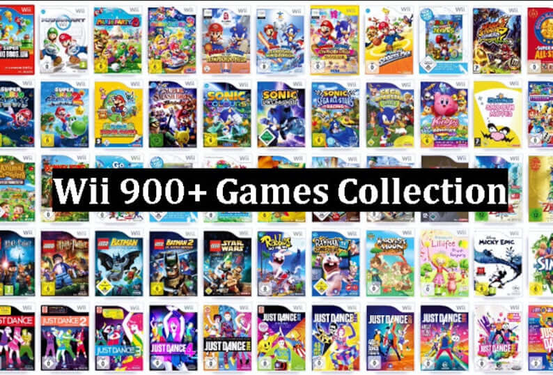 Ultimate Wii Games Collection featuring over 900 classic titles for friends and family gaming fun.