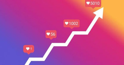 Graph showing Instagram follower growth with heart icons and numbers increasing, representing InstaBoost Followers Surge product.